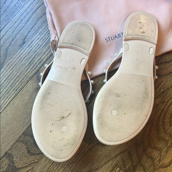 Stuart Weitzman Goldie Embellished Jelly Flip Flop Sandals - Picture 4 of 9